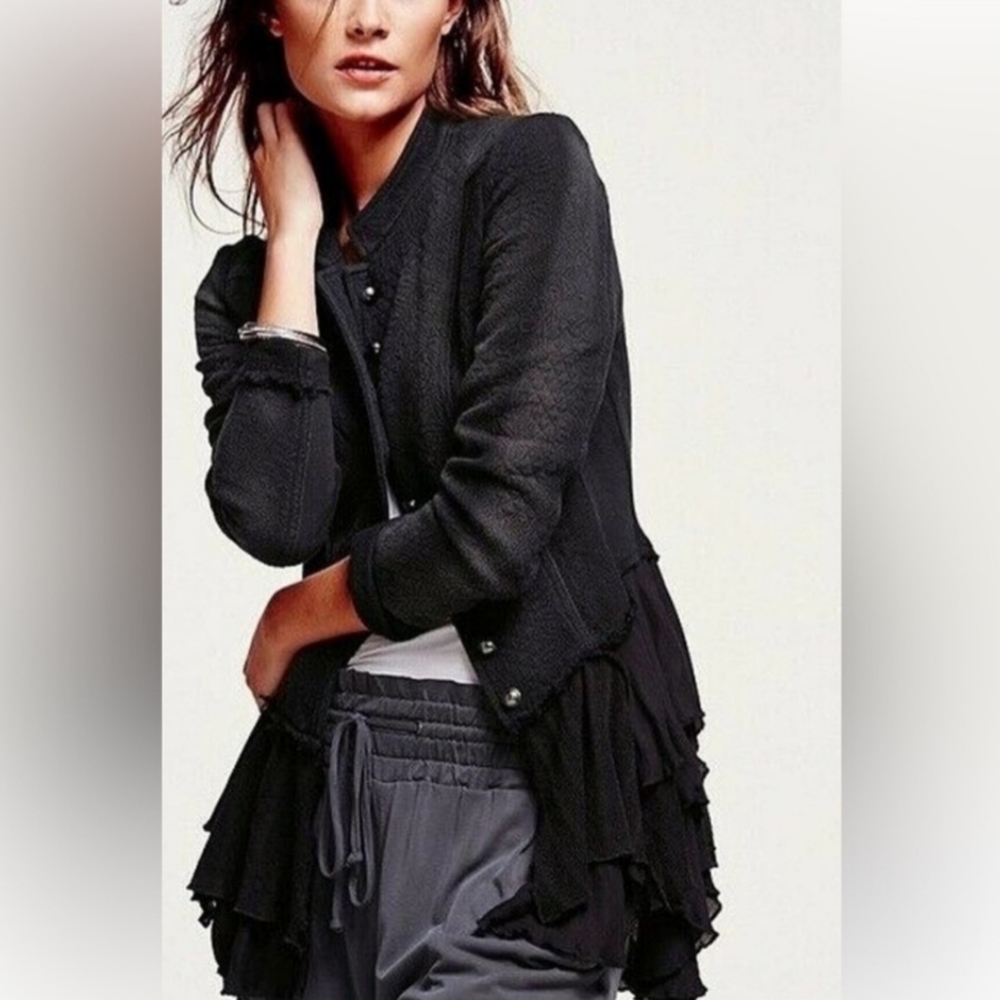 Free People Military Jacket with Ruffle